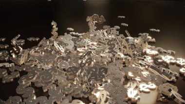 3D render düşen dolar belirtileri.