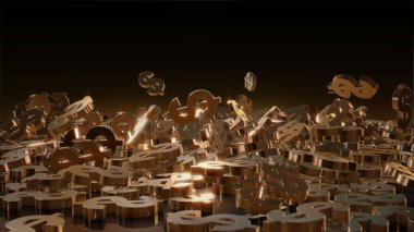 3D render düşen dolar belirtileri.