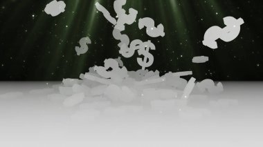 3D render düşen dolar belirtileri.