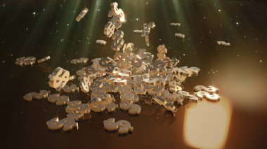 3D render düşen dolar belirtileri.
