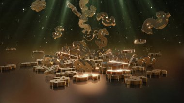 3D render düşen dolar belirtileri.