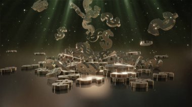 3D render düşen dolar belirtileri.