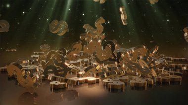 3D render düşen dolar belirtileri.
