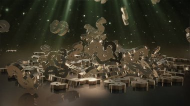 3D render düşen dolar belirtileri.