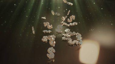 3D render düşen dolar belirtileri.
