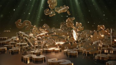 3D render düşen dolar belirtileri.