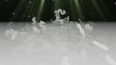 3D render düşen dolar belirtileri.