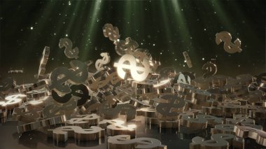 3D render düşen dolar belirtileri.
