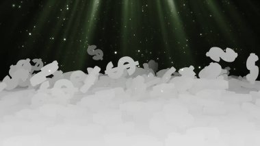 3D render düşen dolar belirtileri.