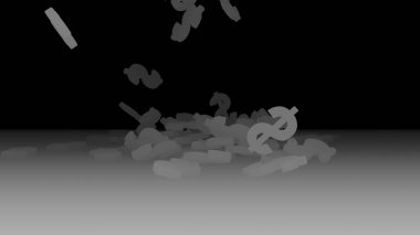 3D render düşen dolar belirtileri.