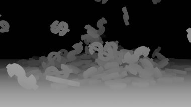 3D render düşen dolar belirtileri.