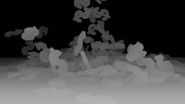 3D render düşen dolar belirtileri.
