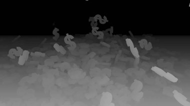 3D render düşen dolar belirtileri.