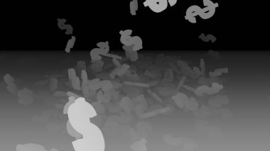 3D render düşen dolar belirtileri.