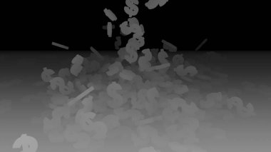 3D render düşen dolar belirtileri.