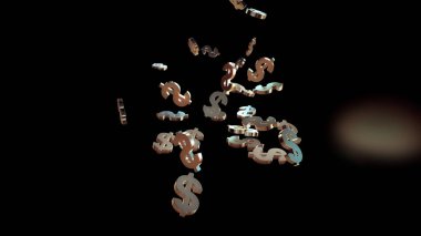 3D render düşen dolar belirtileri.