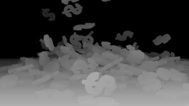 3D render düşen dolar belirtileri.