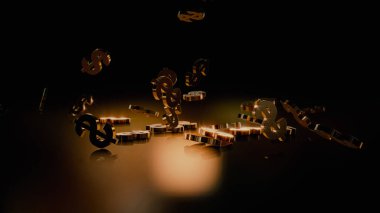 3D render düşen dolar belirtileri.