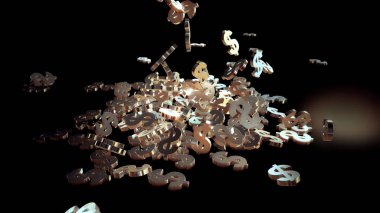 3D render düşen dolar belirtileri.