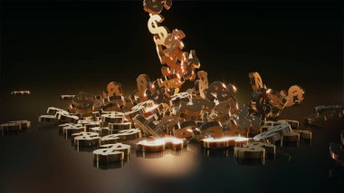 3D render düşen dolar belirtileri.