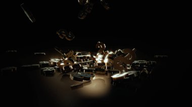 3D render düşen dolar belirtileri.