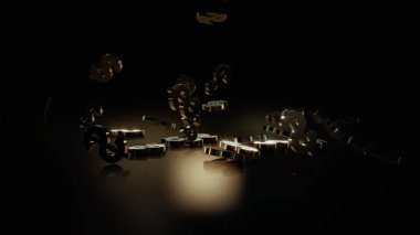 3D render düşen dolar belirtileri.