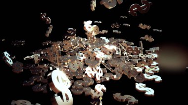 3D render düşen dolar belirtileri.