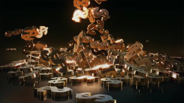 3D render düşen dolar belirtileri.