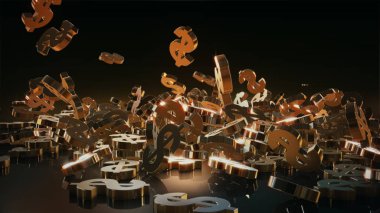 3D render düşen dolar belirtileri.