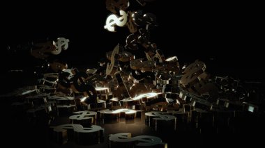 3D render düşen dolar belirtileri.