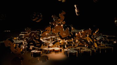 3D render düşen dolar belirtileri.