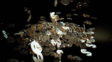 3D render düşen dolar belirtileri.