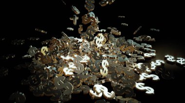 3D render düşen dolar belirtileri.