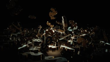 3D render düşen dolar belirtileri.