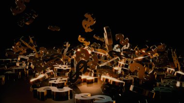 3D render düşen dolar belirtileri.