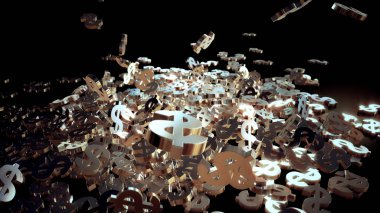 3D render düşen dolar belirtileri.