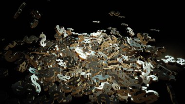 3D render düşen dolar belirtileri.