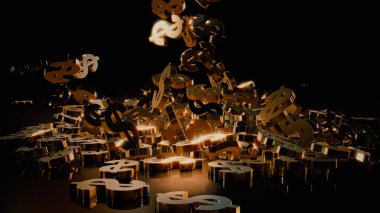 3D render düşen dolar belirtileri.