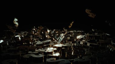 3D render düşen dolar belirtileri.