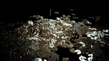 3D render düşen dolar belirtileri.