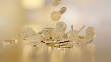 Bir yığının üstüne düşen Bitcoins