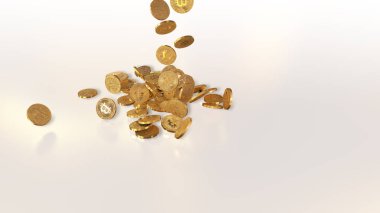 Bir yığının üstüne düşen Bitcoins