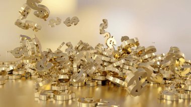 3D render düşen dolar belirtileri.