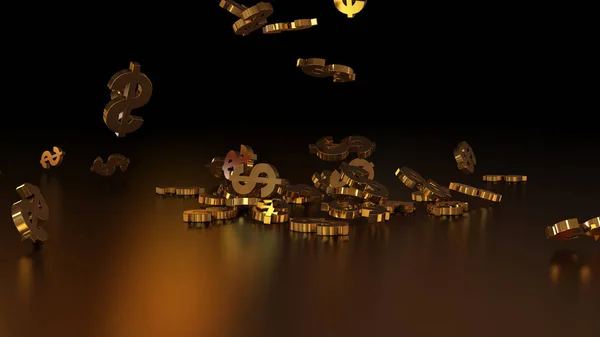 3D-Darstellung fallender Dollarzeichen. — Stockfoto