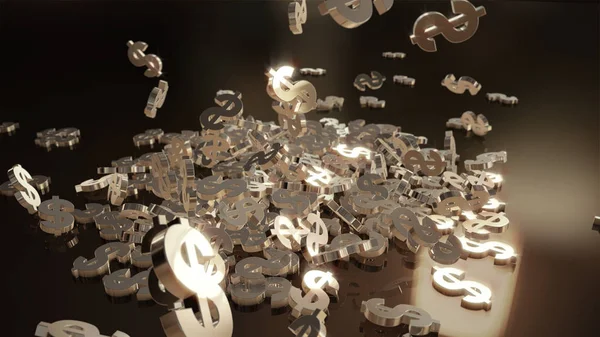 3D render düşen dolar belirtileri.