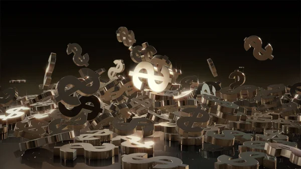 3D render düşen dolar belirtileri.