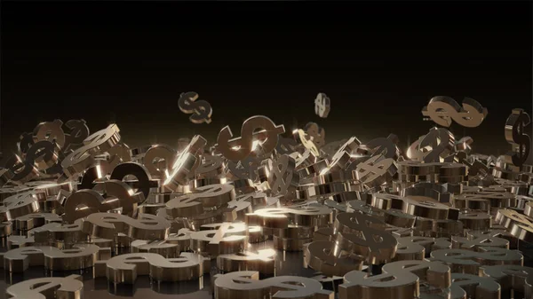 3D render düşen dolar belirtileri.