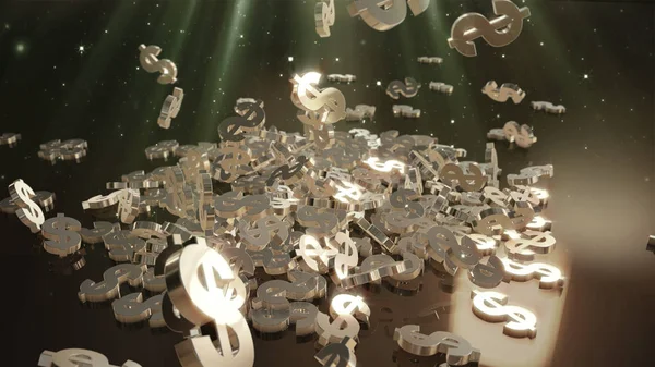 3D render düşen dolar belirtileri.