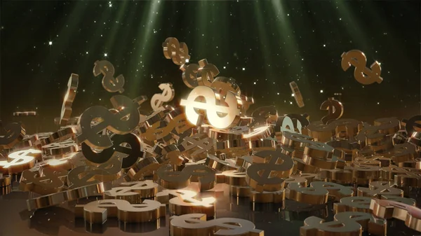 3D render düşen dolar belirtileri.