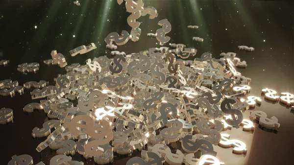 3D render düşen dolar belirtileri.